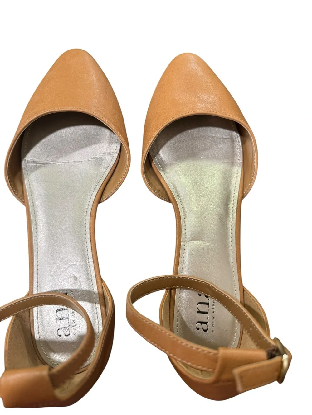 A.N.A. Darrell Tan Ankle-Strap Pointed Flats. Size 6M - Picture 3 of 6